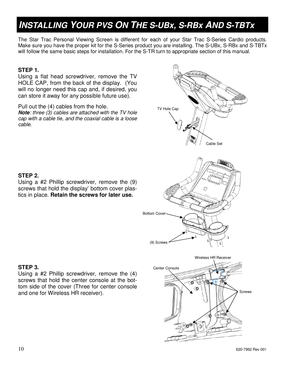 Star Trac S-UBX, S-RBX manual Installing Your PVS on the S-UBx, S-RBx and S-TBTx 