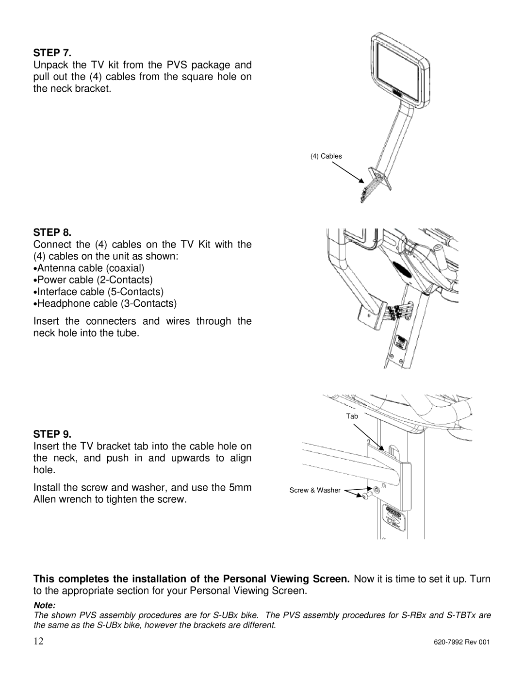 Star Trac S-UBX, S-RBX manual To the appropriate section for your Personal Viewing Screen 