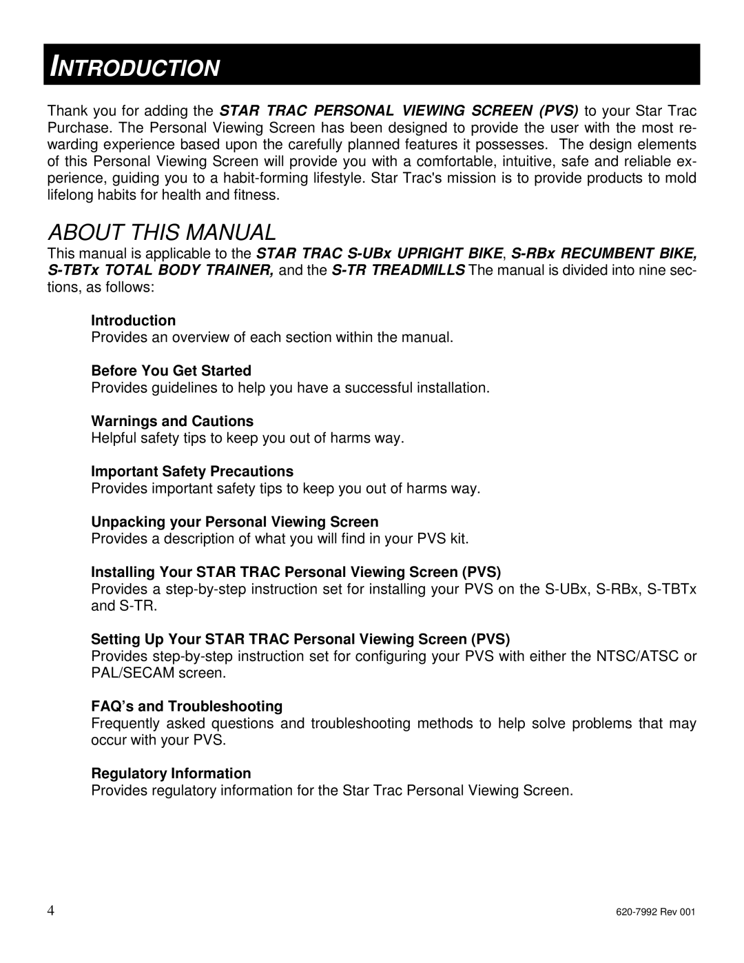 Star Trac S-UBX, S-RBX manual Introduction, About this Manual 