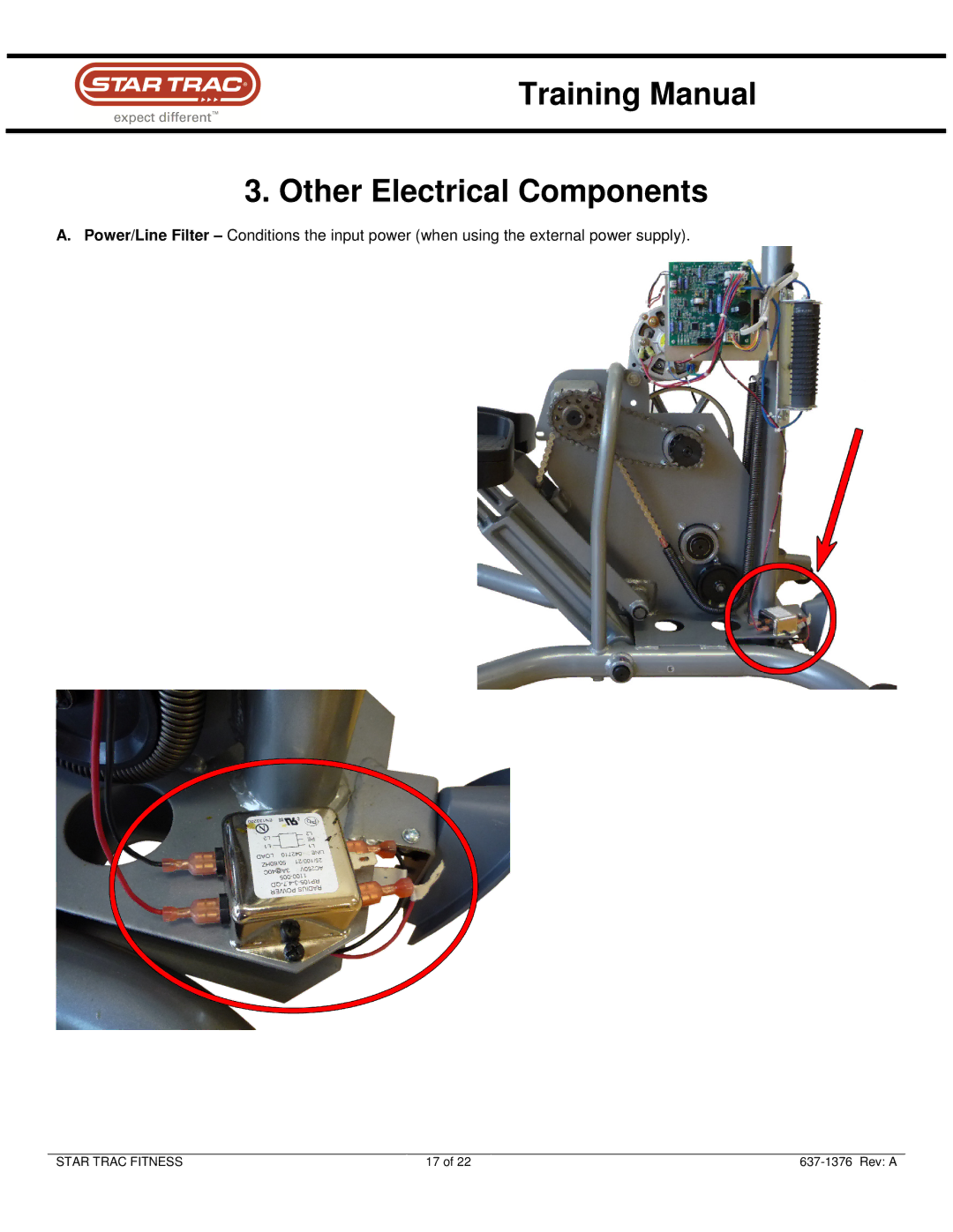 Star Trac Sep-90 manual Training Manual Other Electrical Components 