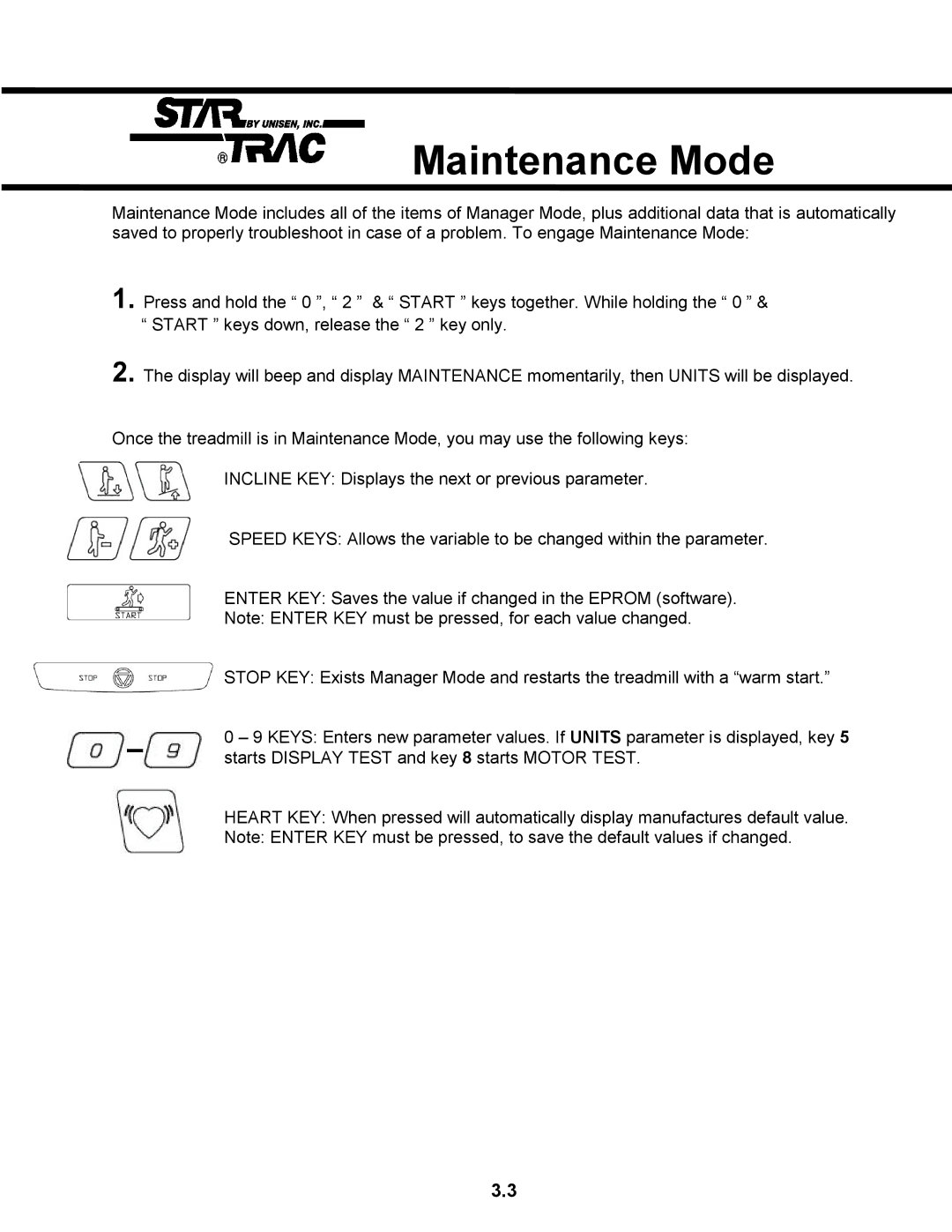 Star Trac TR 4500 manual Maintenance Mode 