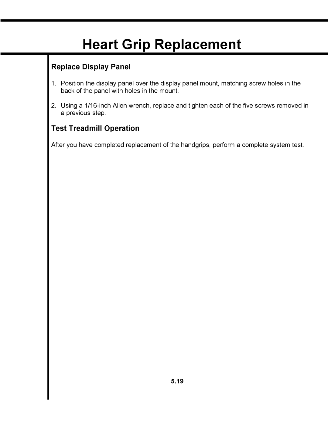 Star Trac TR 4500 manual Replace Display Panel, Test Treadmill Operation 
