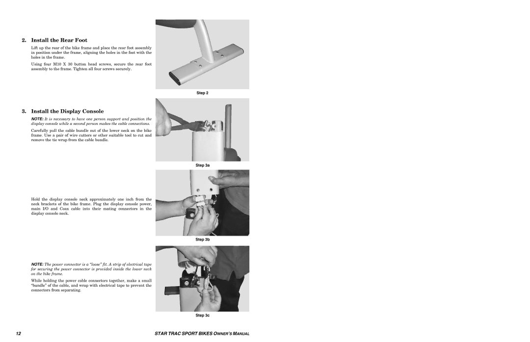 Star Trac UB Sport Upright Bike manual Install the Rear Foot 