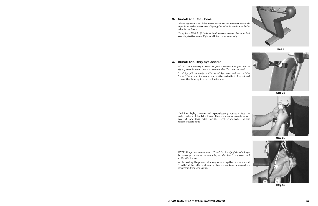 Star Trac UB Sport Upright Bike manual Install the Rear Foot 