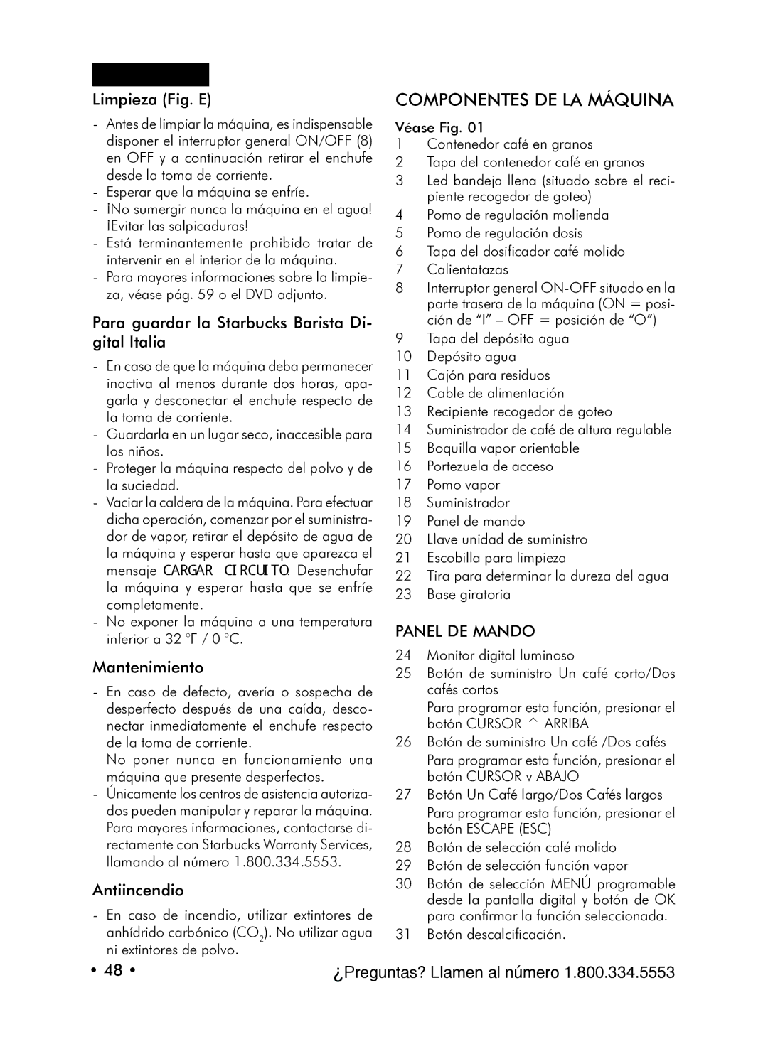 Starbucks Barista SUP021 YDR manual Componentes DE LA Máquina, Panel DE Mando 