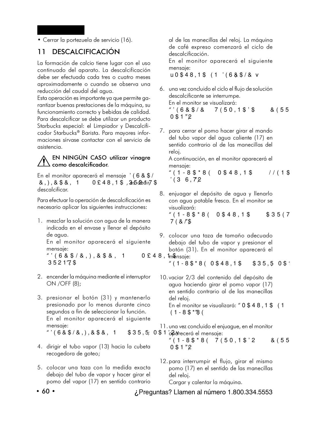 Starbucks Barista SUP021 YDR manual Descalcificación 