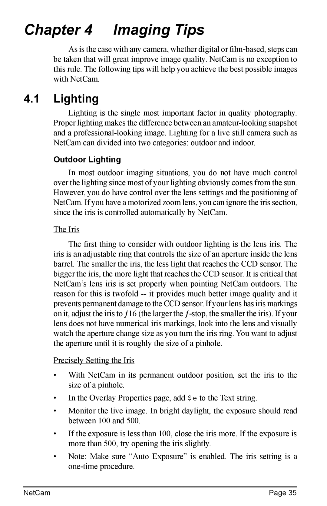 StarDot Technologies net camera manual Imaging Tips, Outdoor Lighting 