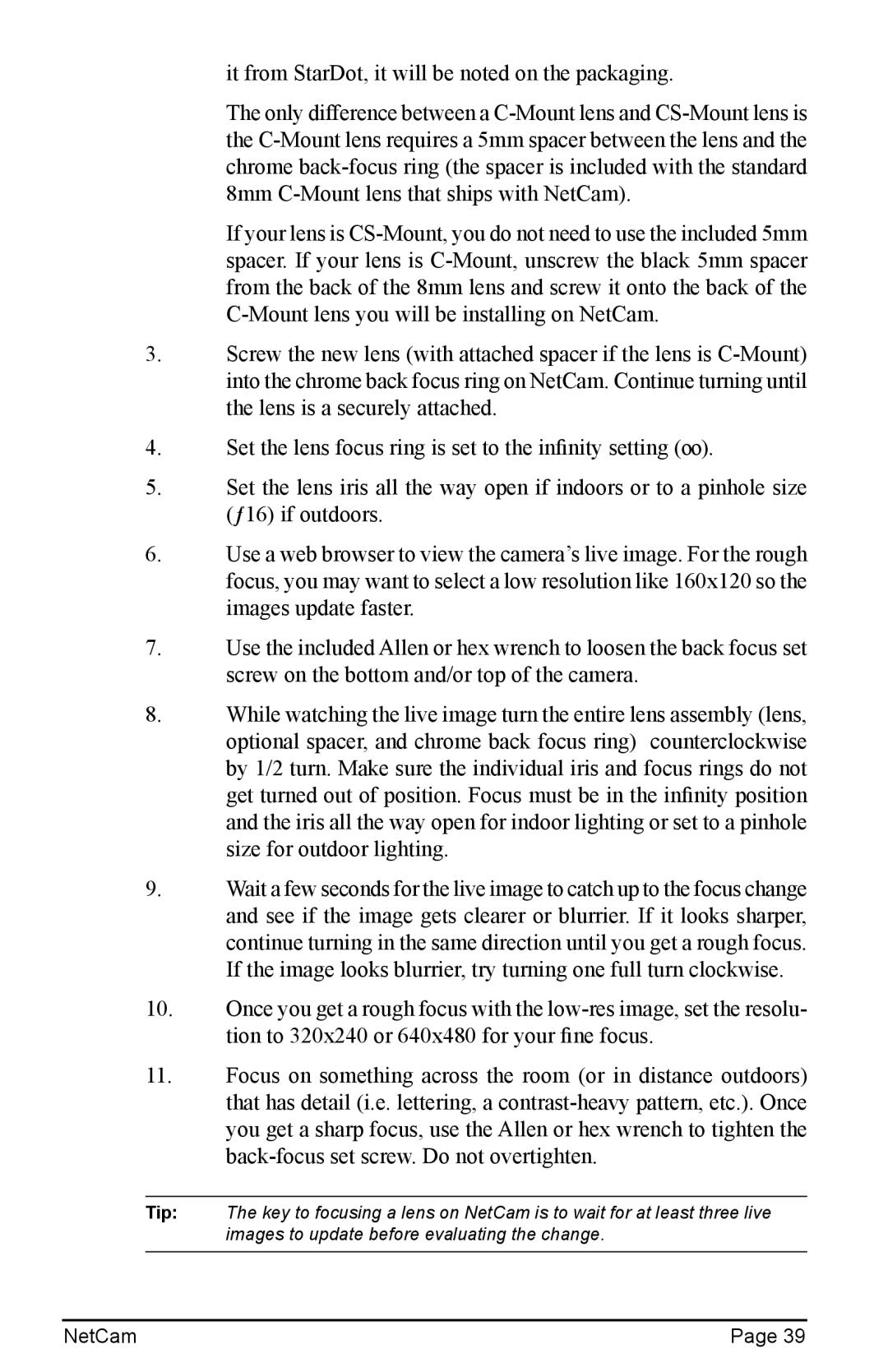 StarDot Technologies net camera manual NetCam 