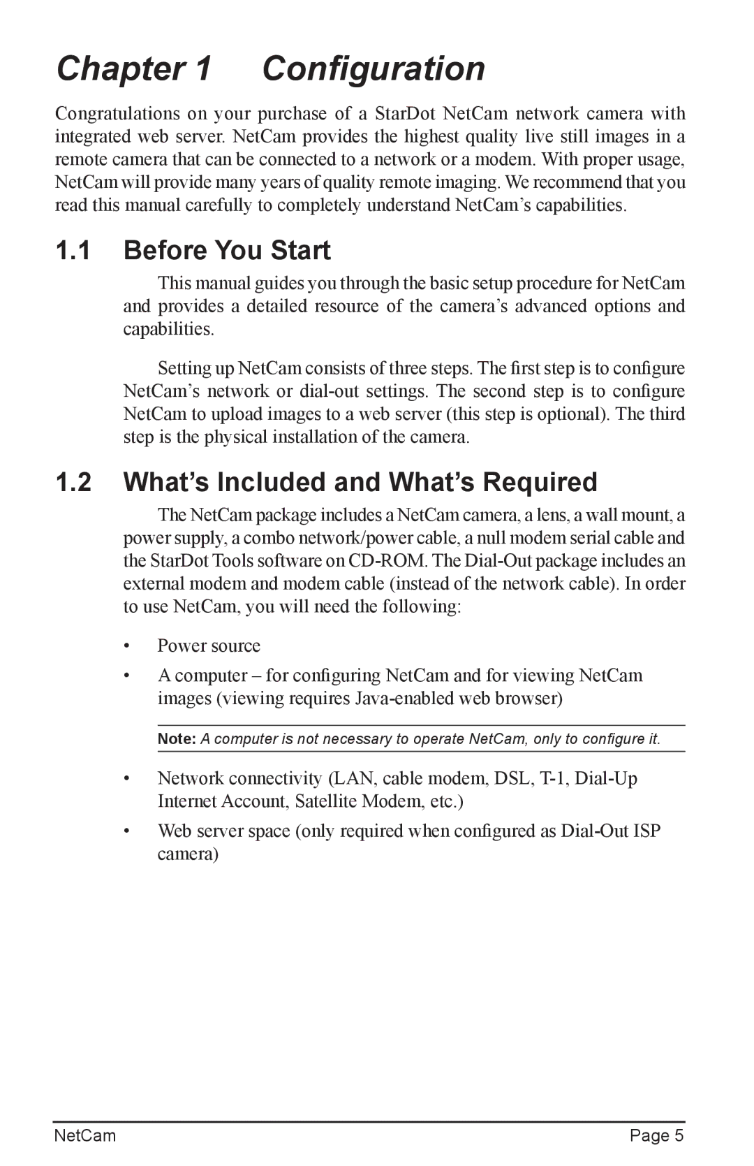 StarDot Technologies net camera manual Configuration, Before You Start, What’s Included and What’s Required 