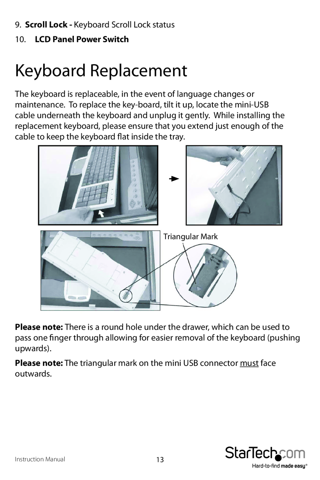 StarTech.com 1UCABCONS17, 1UCABCONS19 manual Keyboard Replacement 