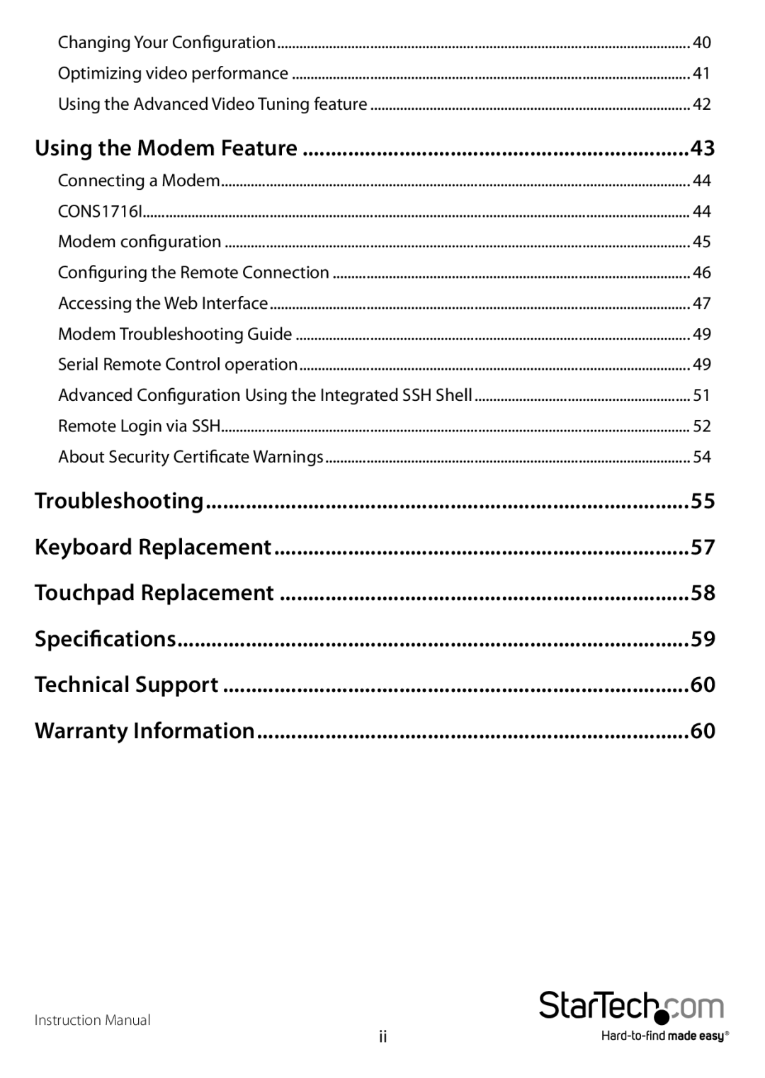 StarTech.com CABCONS1716I manual Using the Modem Feature 