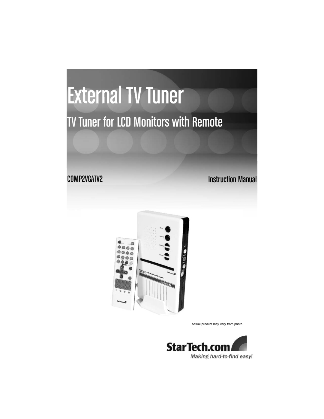 StarTech.com COMP2VGATV2 instruction manual External TV Tuner 