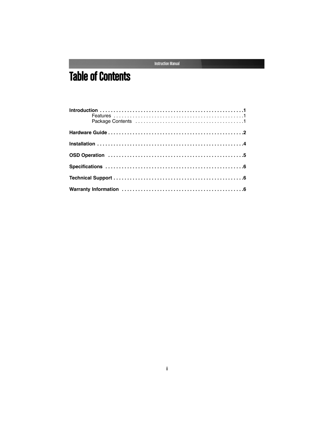 StarTech.com COMP2VGATV2 instruction manual Table of Contents 