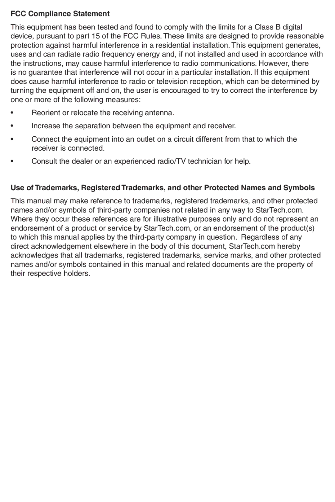 StarTech.com CPNTA2HDMI manual FCC Compliance Statement 