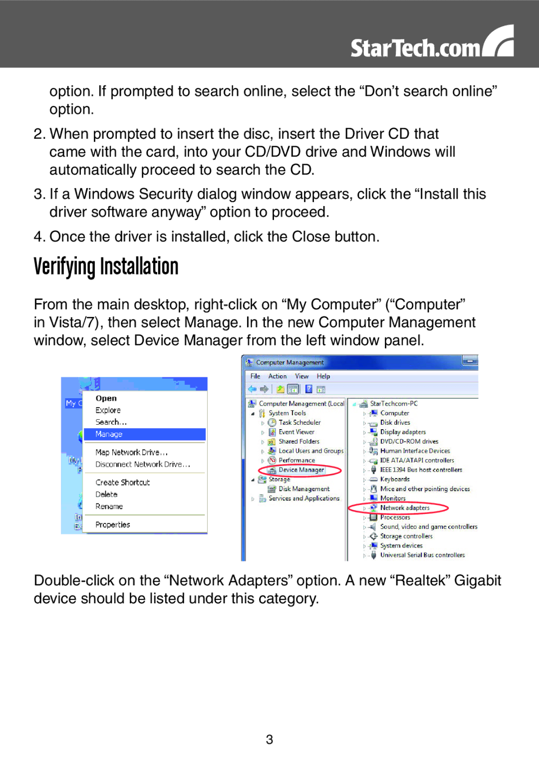 StarTech.com EC1000S instruction manual Verifying Installation 