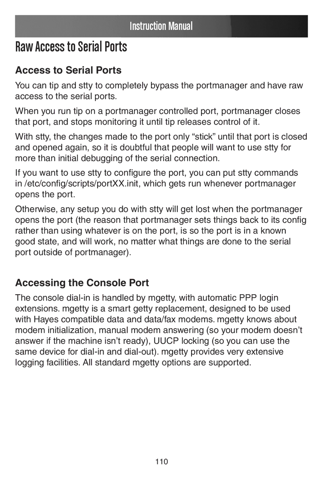 StarTech.com ECS0016 manual Raw Access to Serial Ports, Accessing the Console Port 