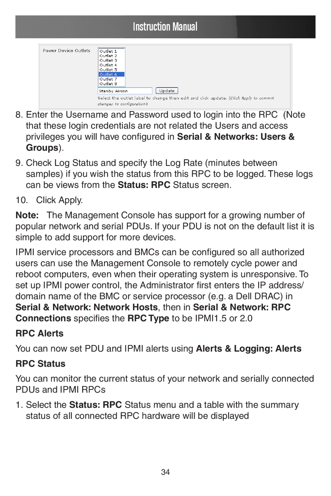 StarTech.com ECS0016 manual RPC Alerts, RPC Status 