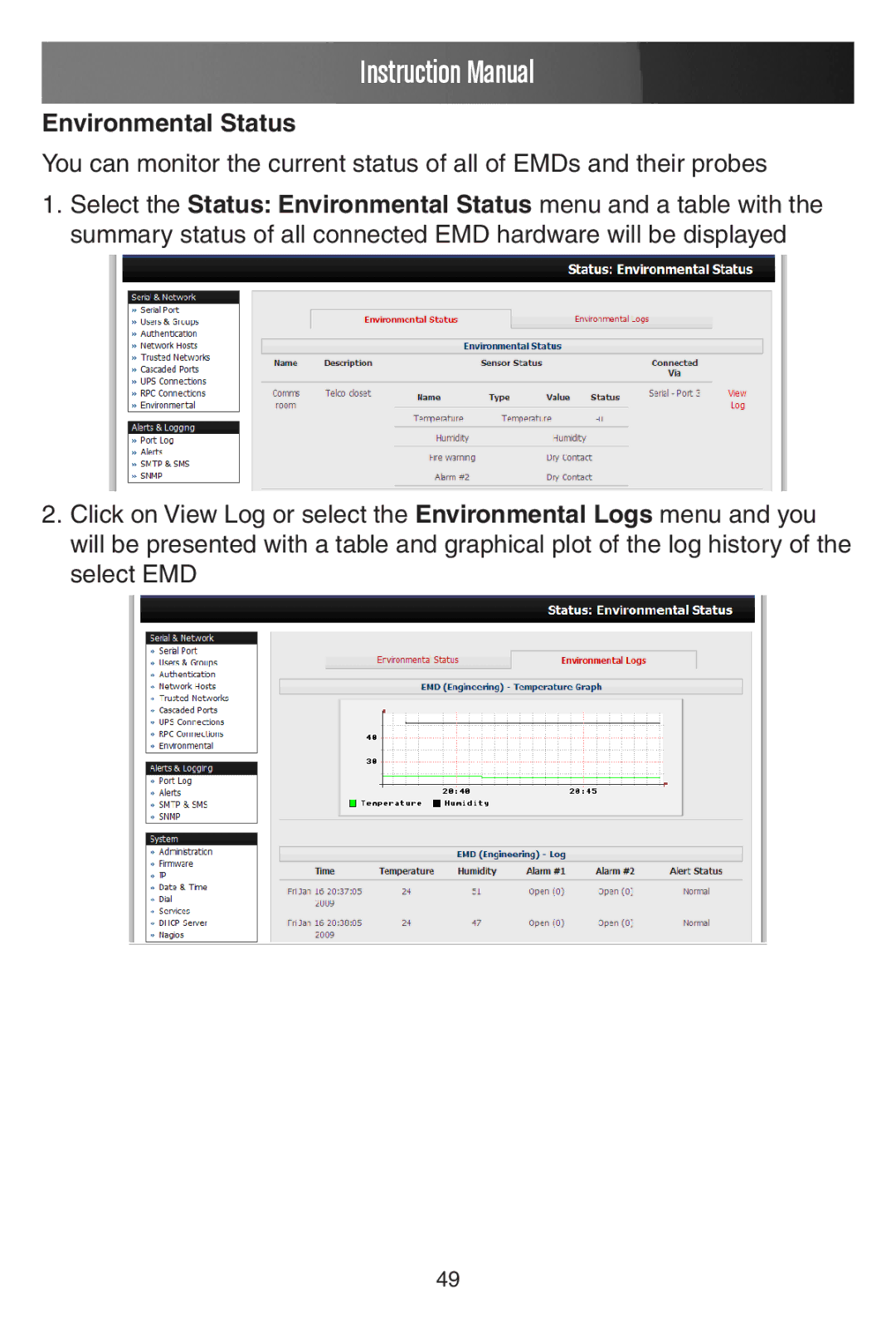 StarTech.com ECS0016 manual Environmental Status 