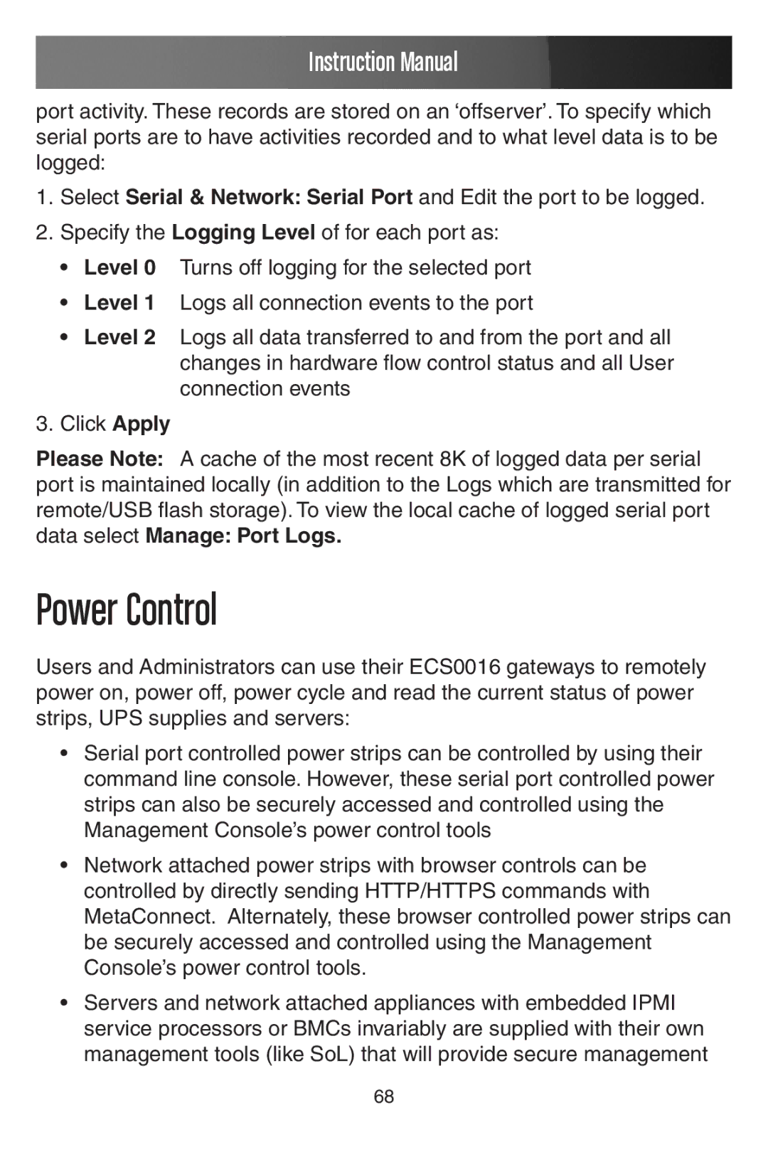 StarTech.com ECS0016 manual Power Control 