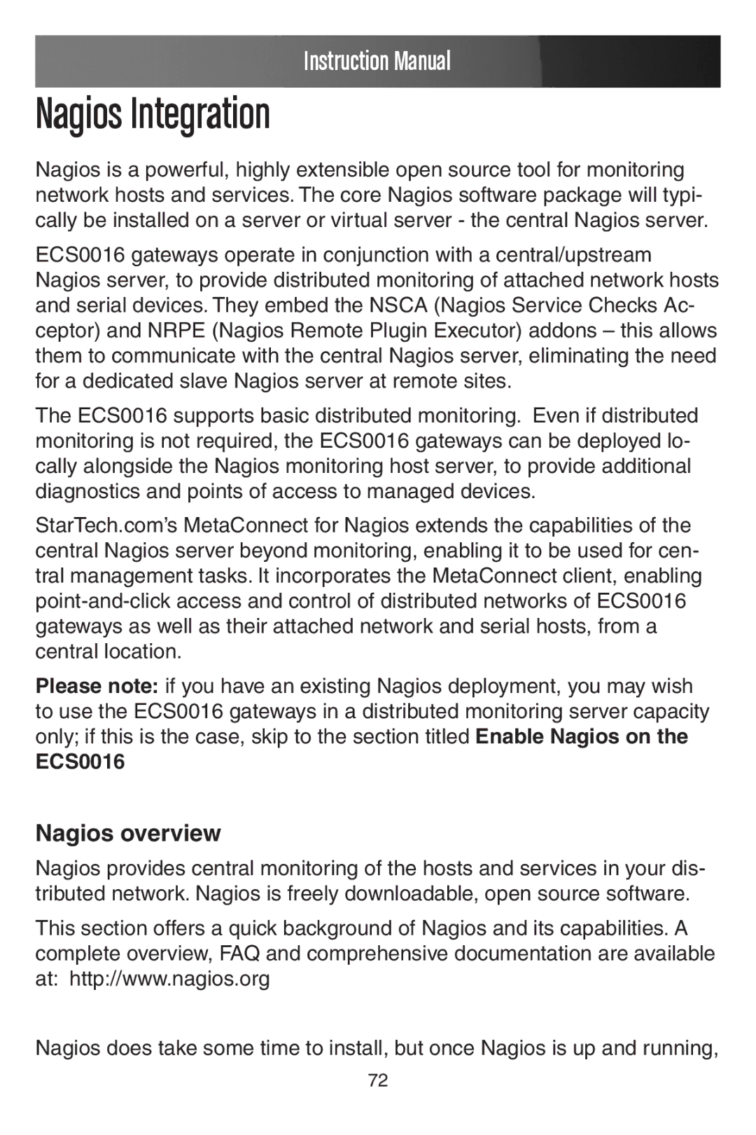 StarTech.com ECS0016 manual Nagios Integration, Nagios overview 