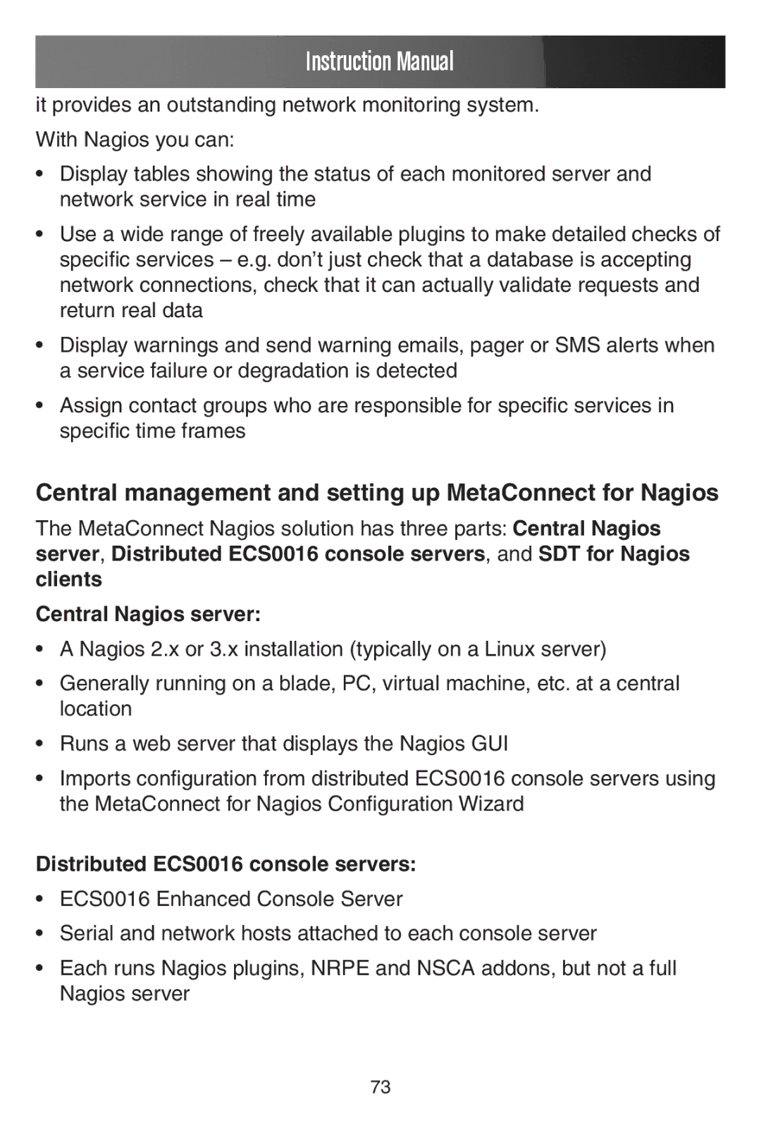 StarTech.com ECS0016 manual Central management and setting up MetaConnect for Nagios, Central Nagios server 