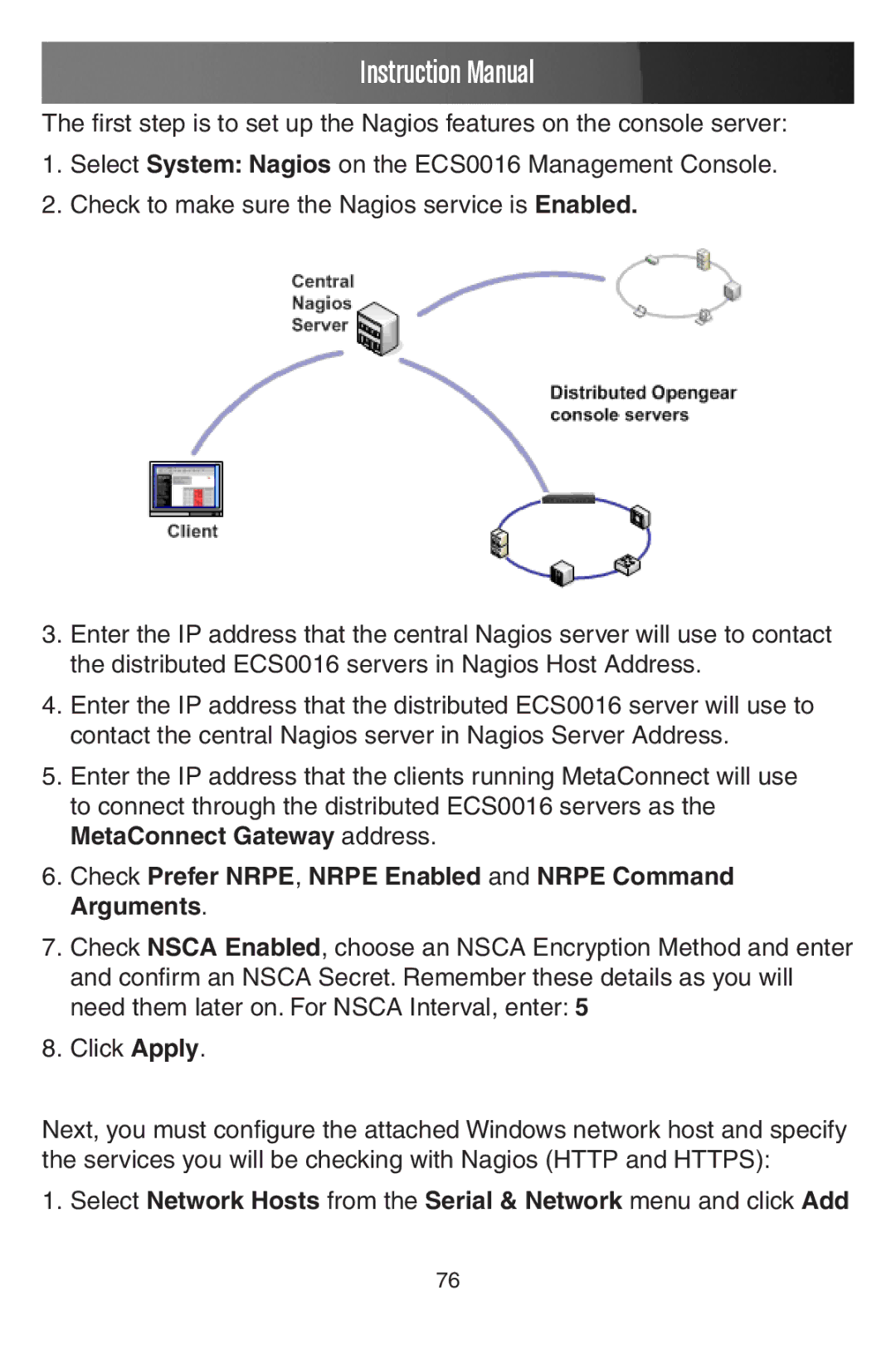 StarTech.com ECS0016 manual Check Prefer NRPE, Nrpe Enabled and Nrpe Command Arguments 