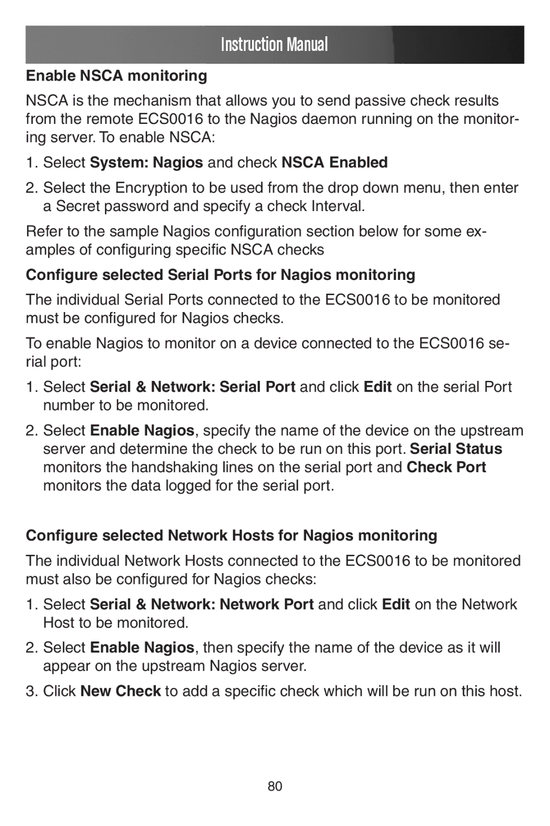 StarTech.com ECS0016 manual Enable Nsca monitoring, Select System Nagios and check Nsca Enabled 