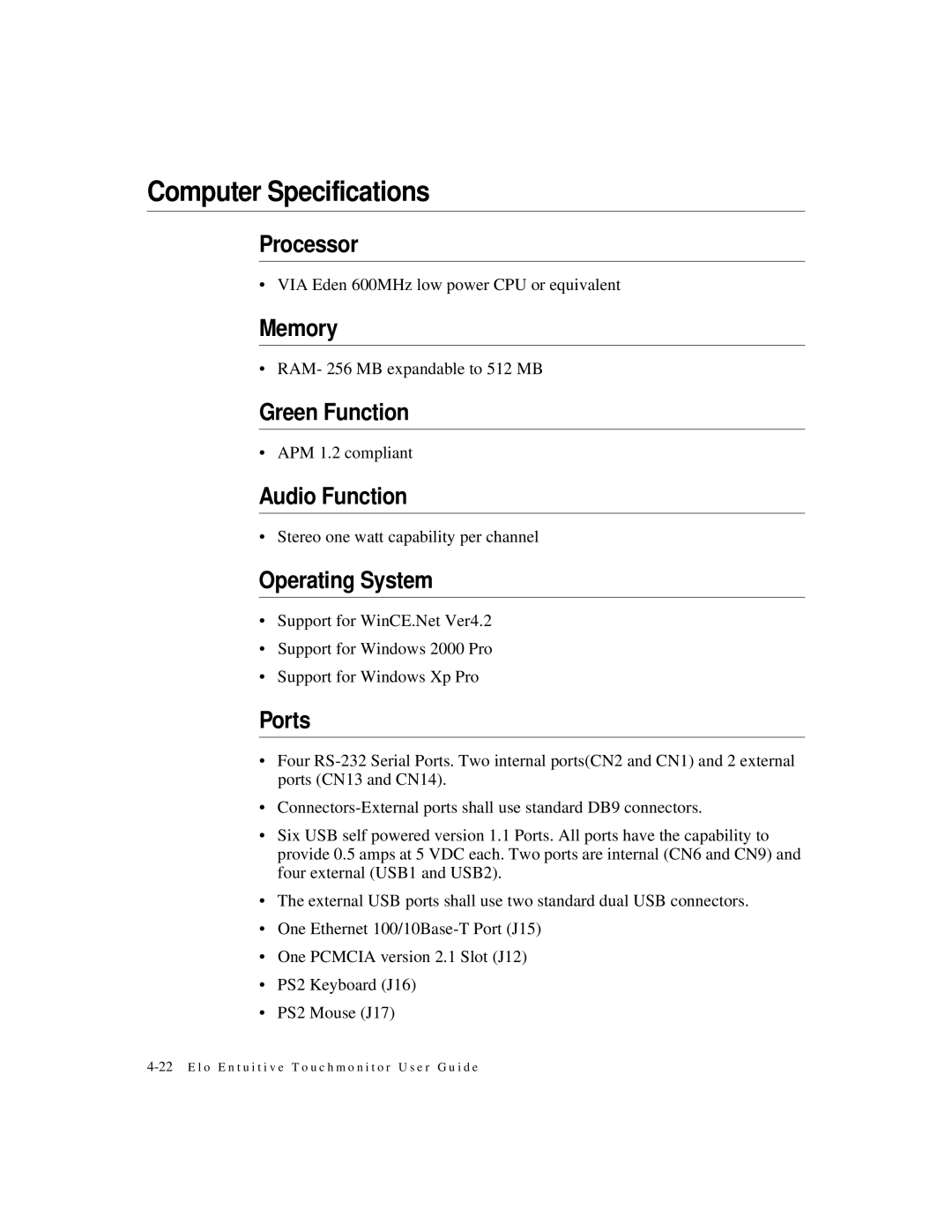 StarTech.com ESY1525L manual Computer Specifications 