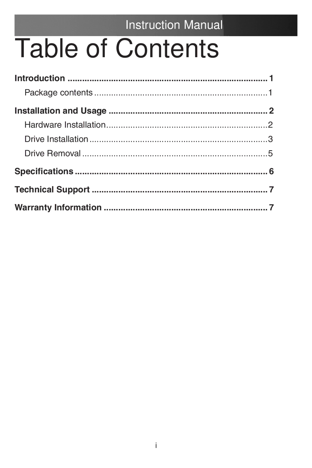 StarTech.com HSB220SAT25B manual Table of Contents 