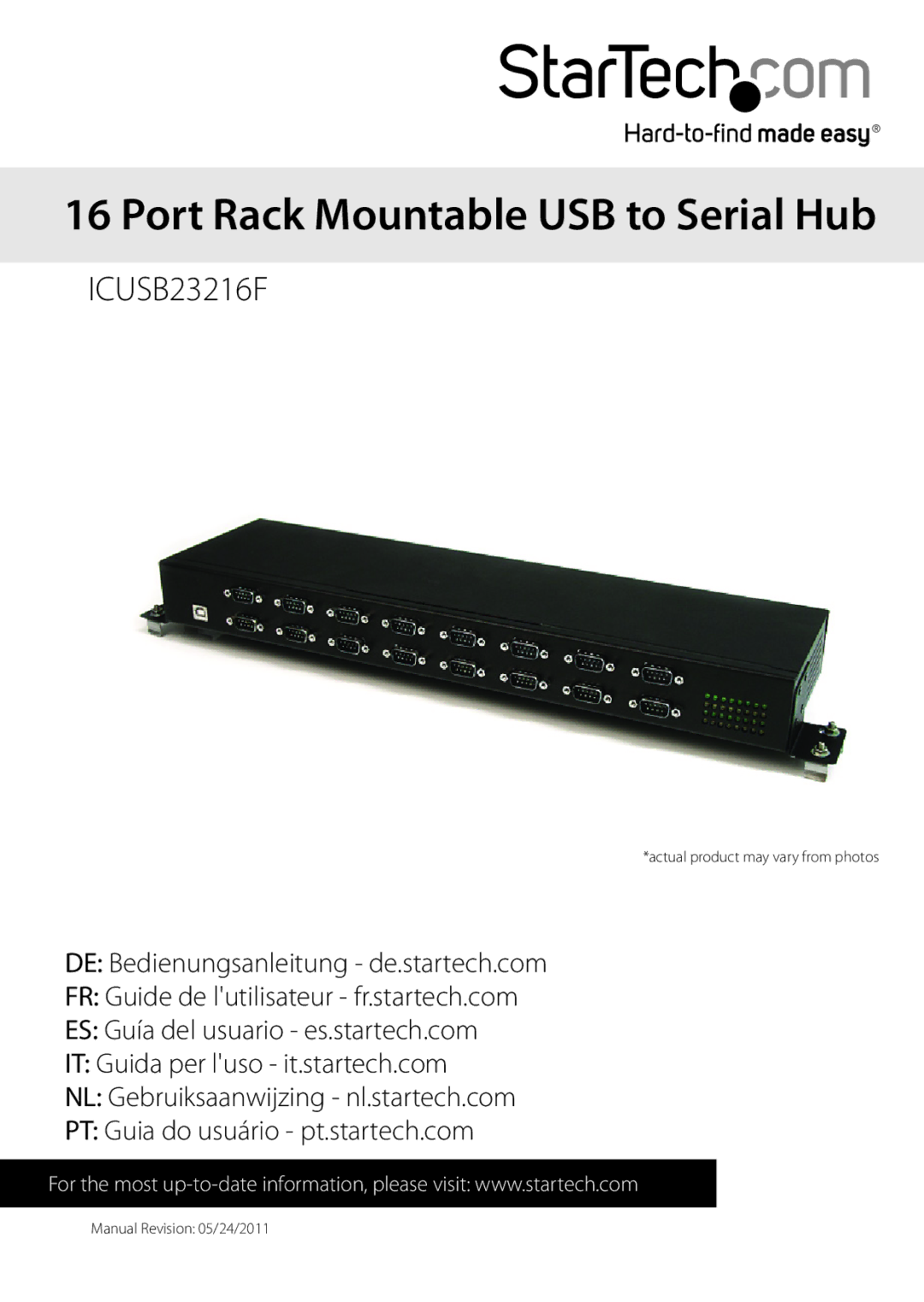 StarTech.com ICUSB23216F manual Port Rack Mountable USB to Serial Hub 