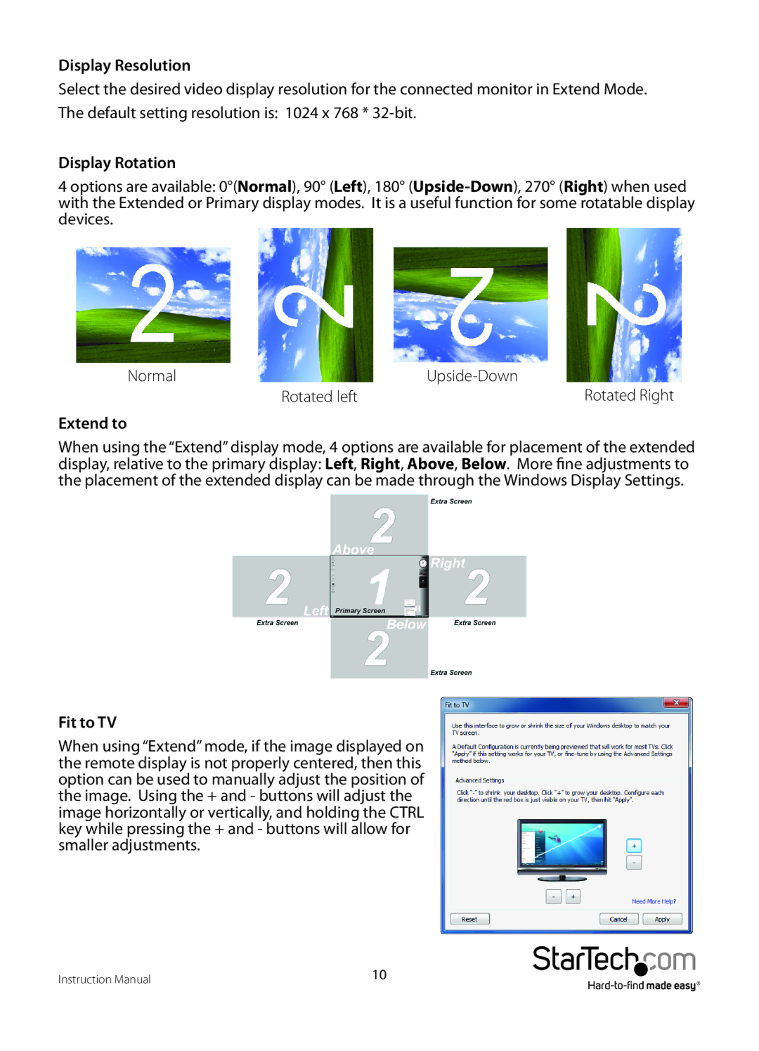 StarTech.com IPUSB2HD2 manual Display Resolution 