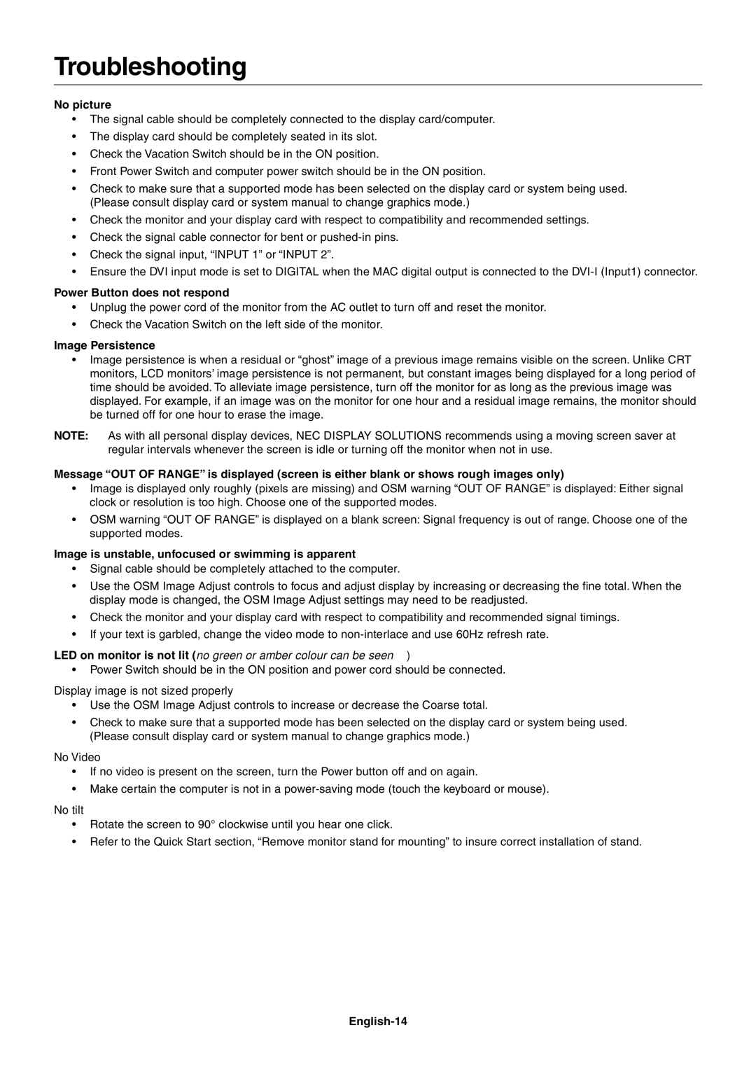 StarTech.com LCD2180UX user manual Troubleshooting 