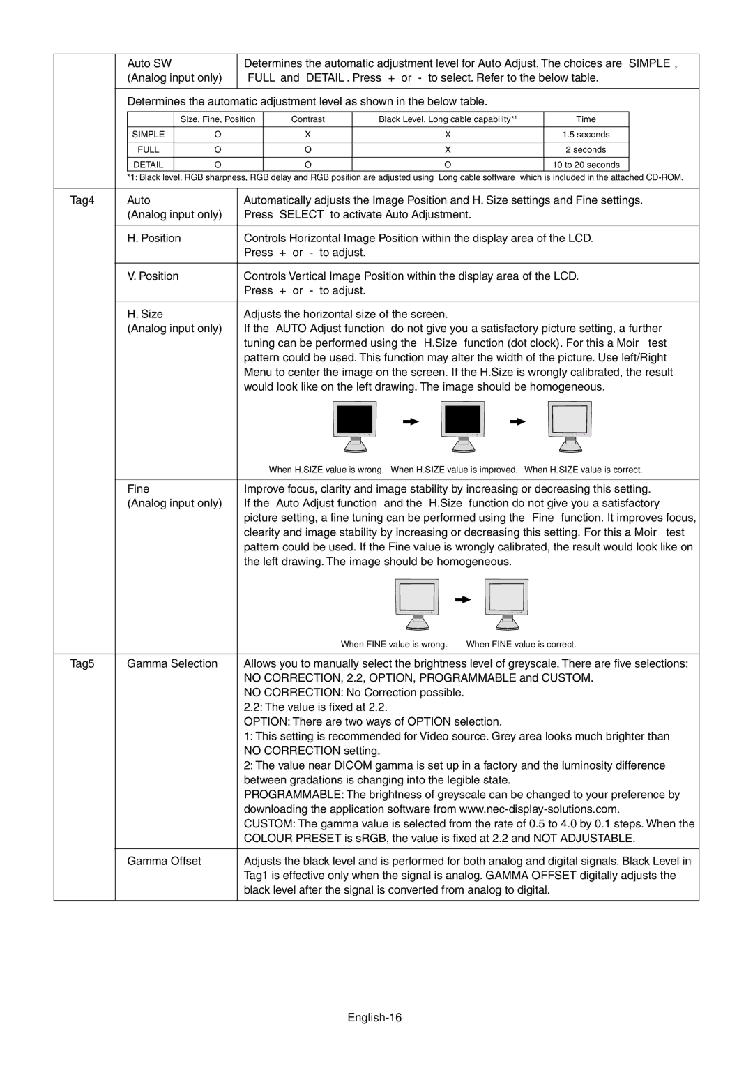 StarTech.com LCD2180UX user manual Tag5 Gamma Selection, English-16 