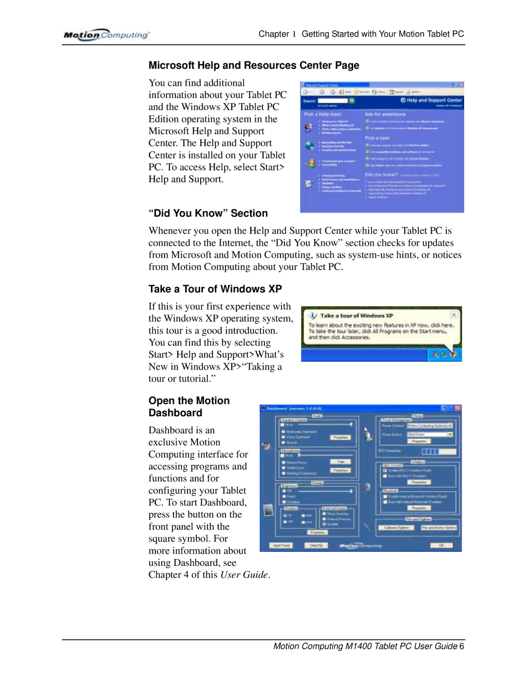 StarTech.com M1400 manual Microsoft Help and Resources Center, Did You Know Section, Take a Tour of Windows XP 