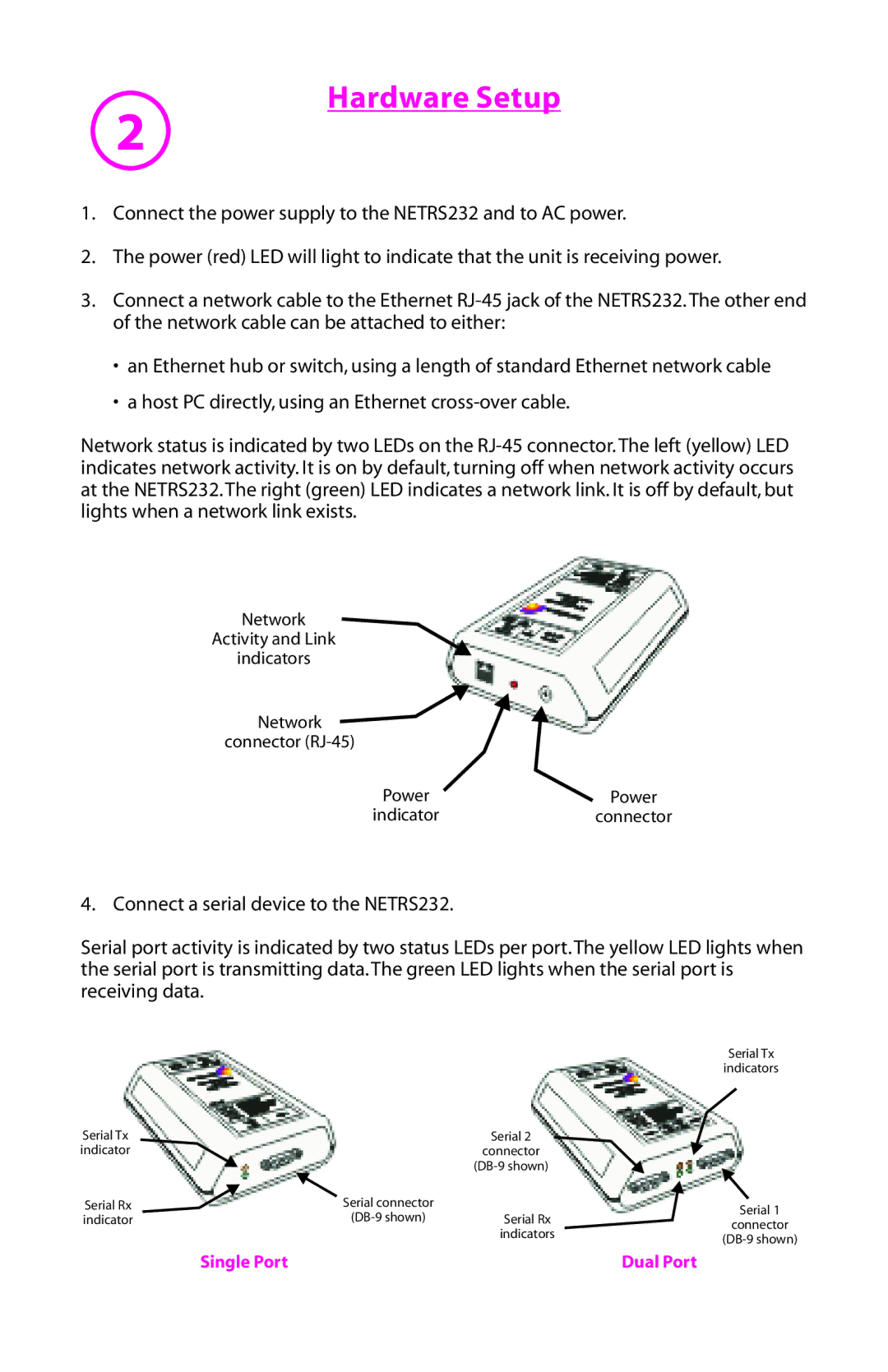 StarTech.com NETRS232 manual Hardware Setup 