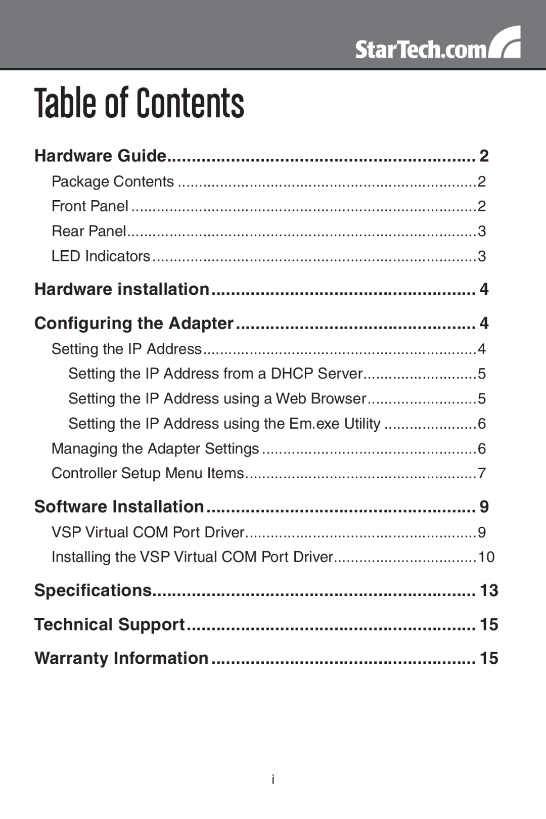 StarTech.com NETRS2321POE instruction manual Table of Contents 