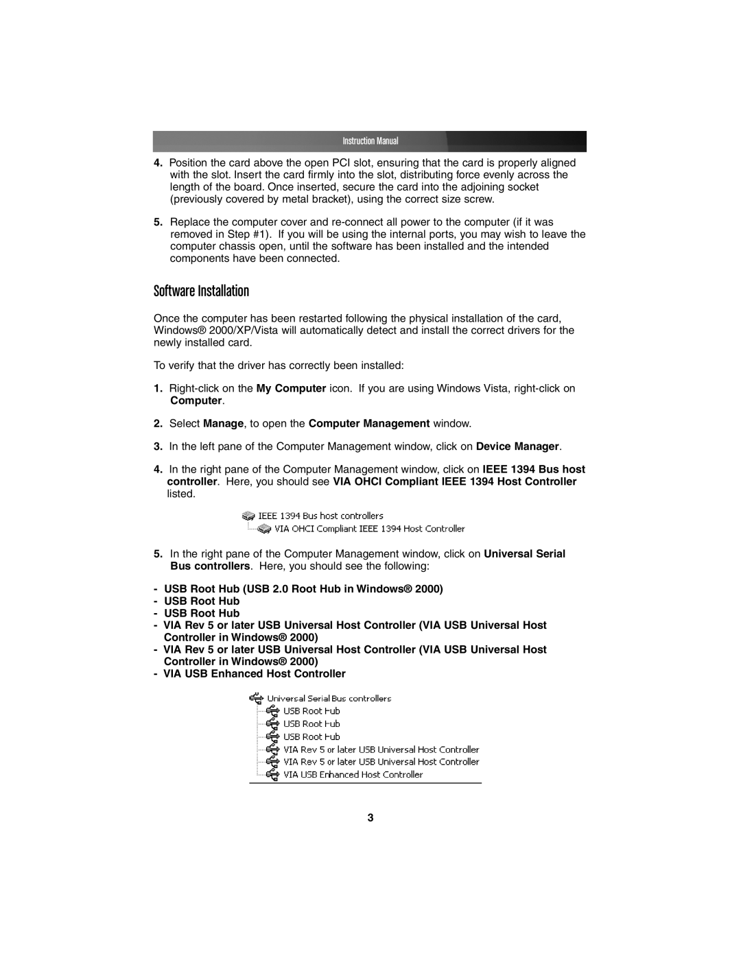 StarTech.com PCI3UV22F instruction manual Software Installation 