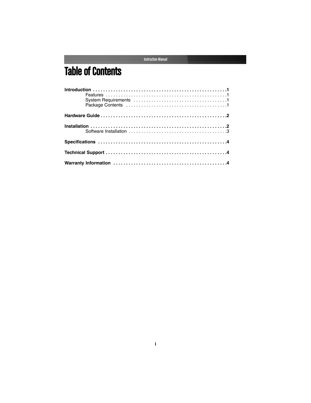 StarTech.com PCI3UV22F instruction manual Table of Contents, Instruction Manual, Introduction, Hardware Guide Installation 