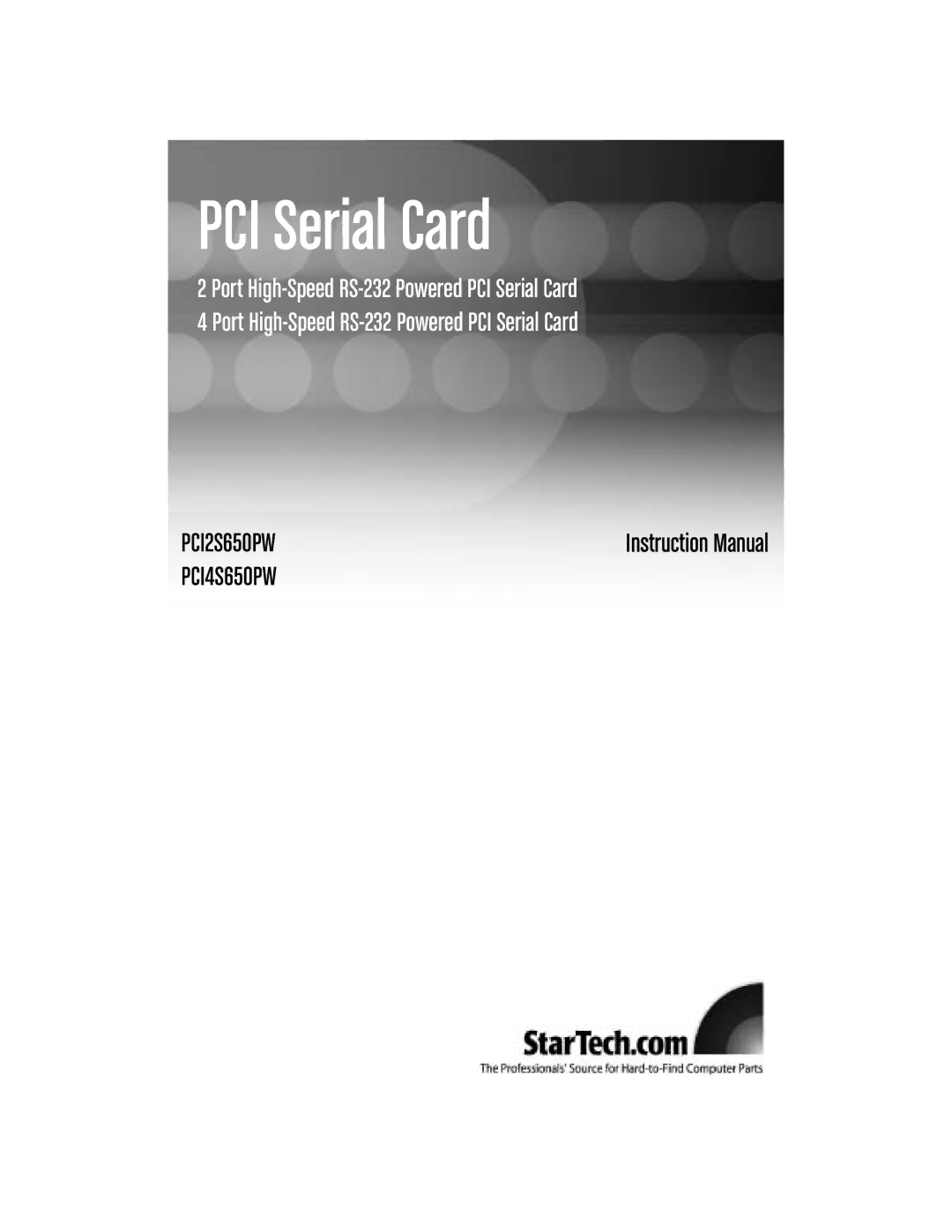 StarTech.com PCI2S650PW, PCI4S650PW instruction manual PCI Serial Card 