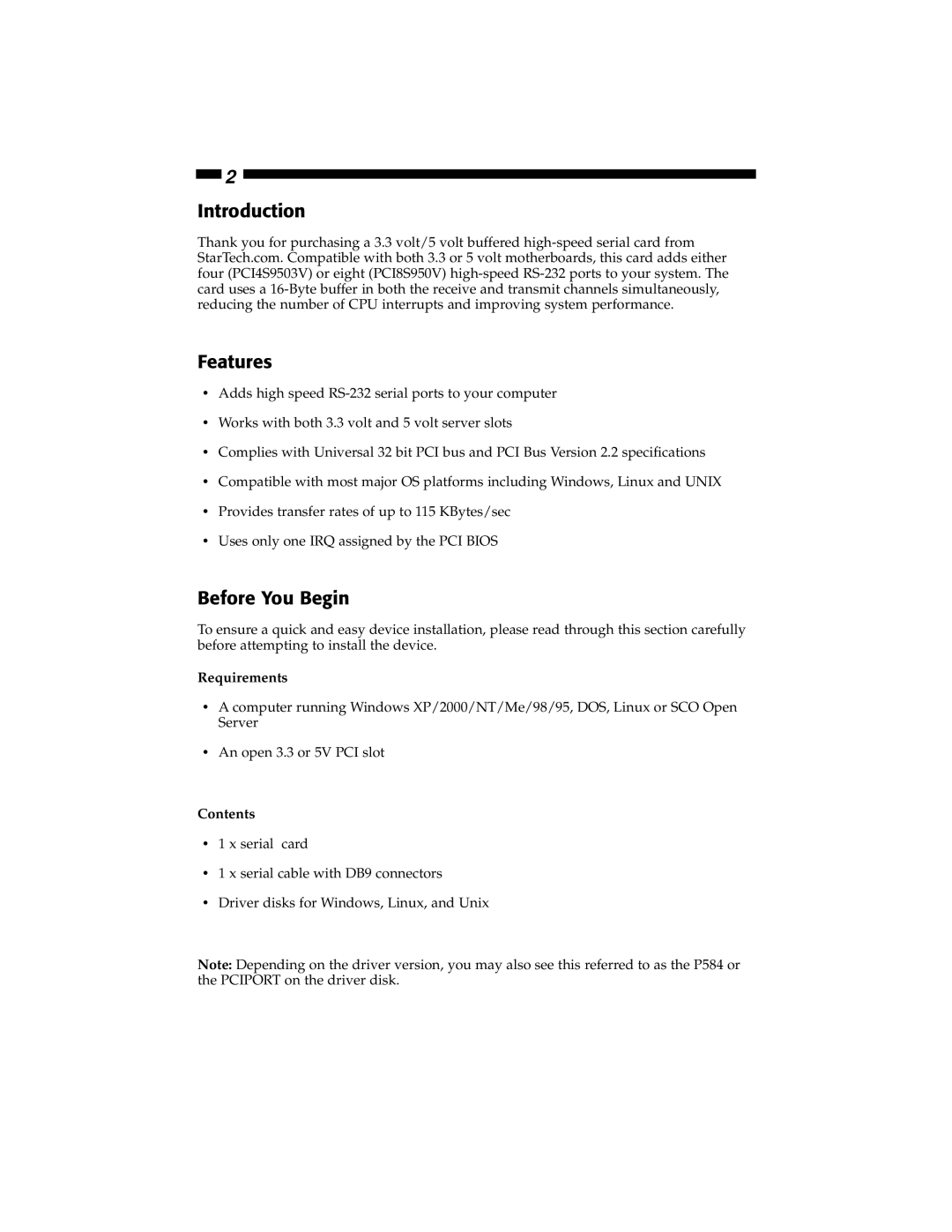 StarTech.com PCI4S9503V, PCI8S9503V manual Introduction, Features, Before You Begin, Requirements, Contents 