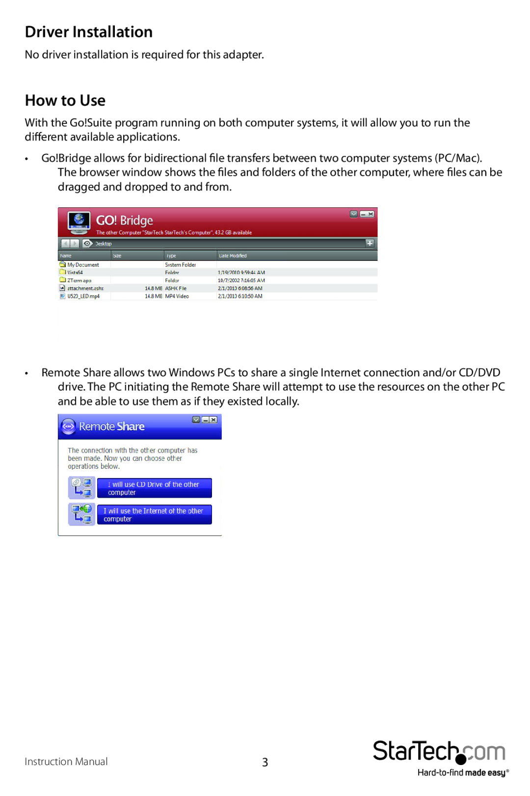 StarTech.com PCMACLINK2 manual Driver Installation, How to Use 