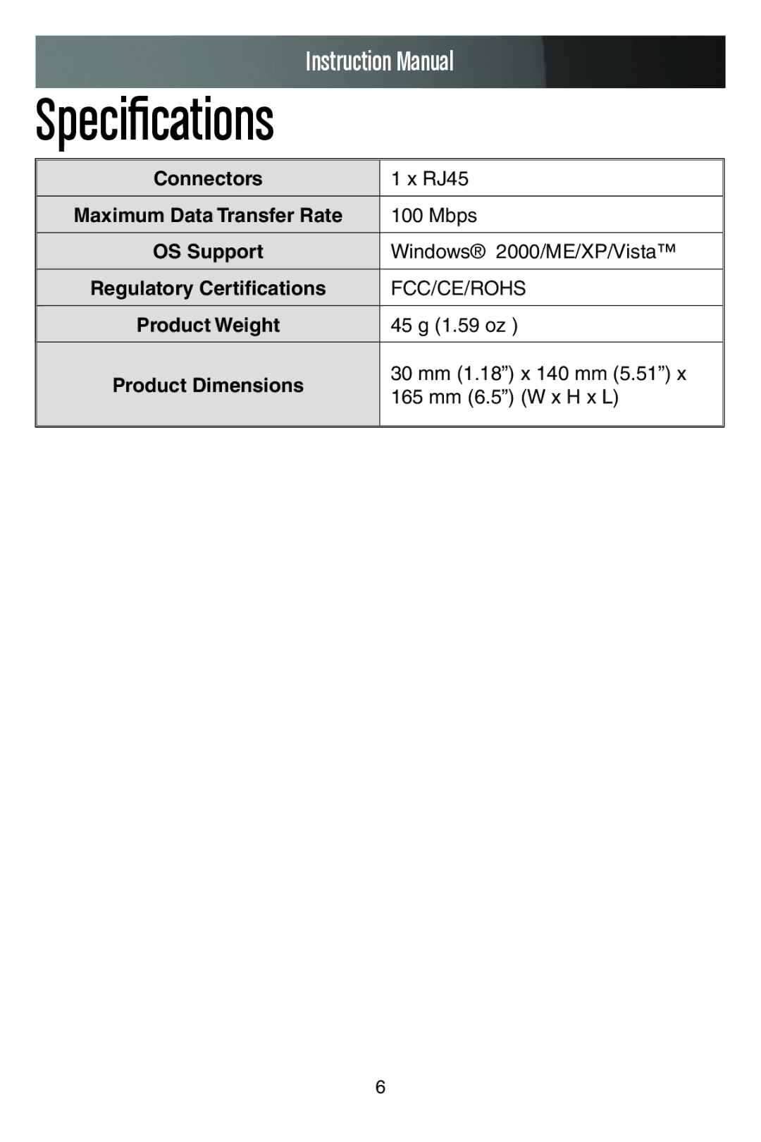 StarTech.com PEX100S manual Specifications, Regulatory Certifications 