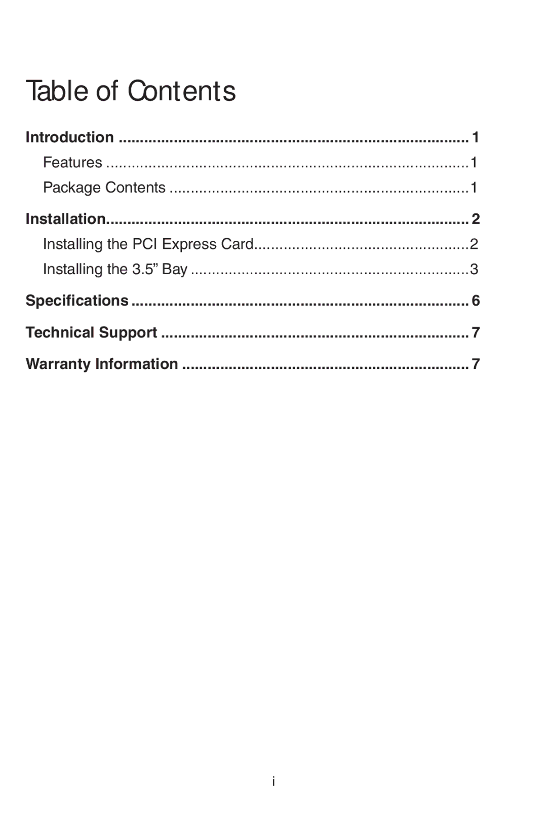 StarTech.com PEX2EC35 manual Table of Contents 