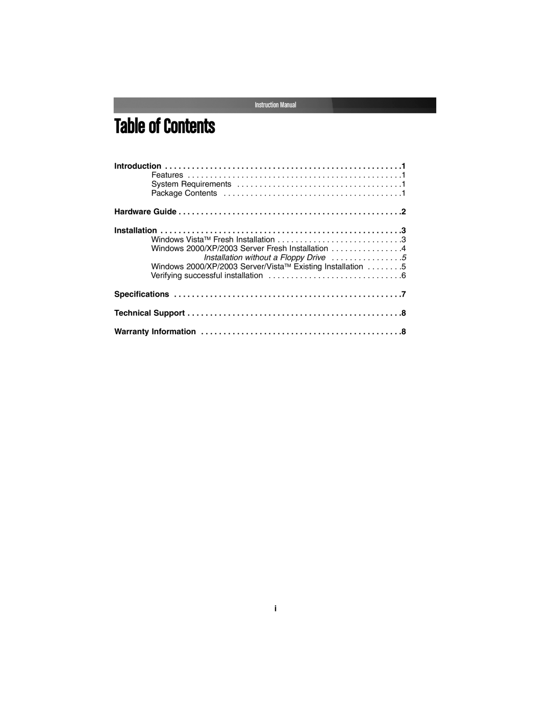 StarTech.com PEXSATA24E instruction manual Table of Contents 