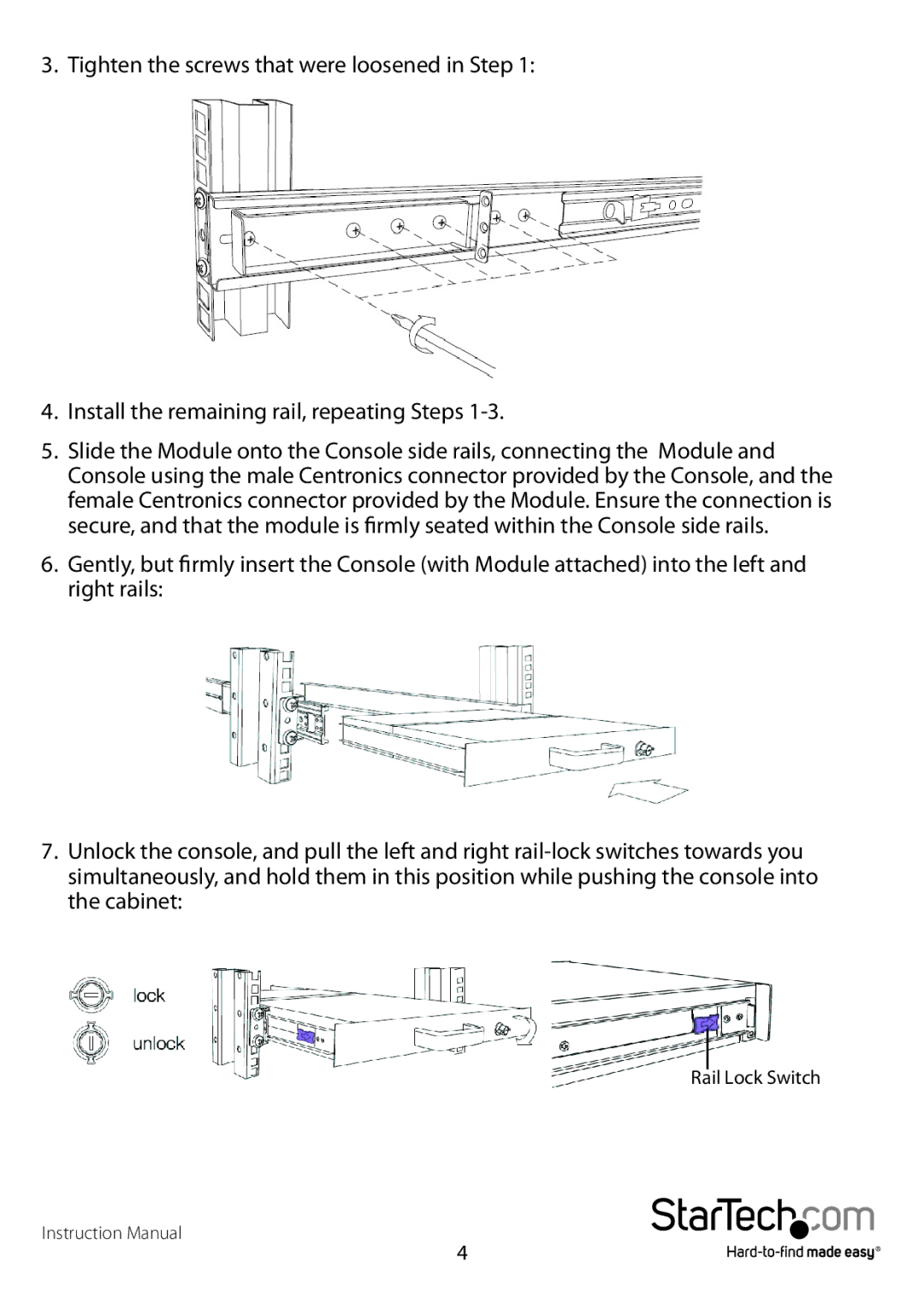 StarTech.com RKCONS1708GB, RKCONS1916GB, RACKCONS1716, RKCONS1708EU, RKCONS1908GB, RACKCONS1916, RKCONS1716GB Rail Lock Switch 