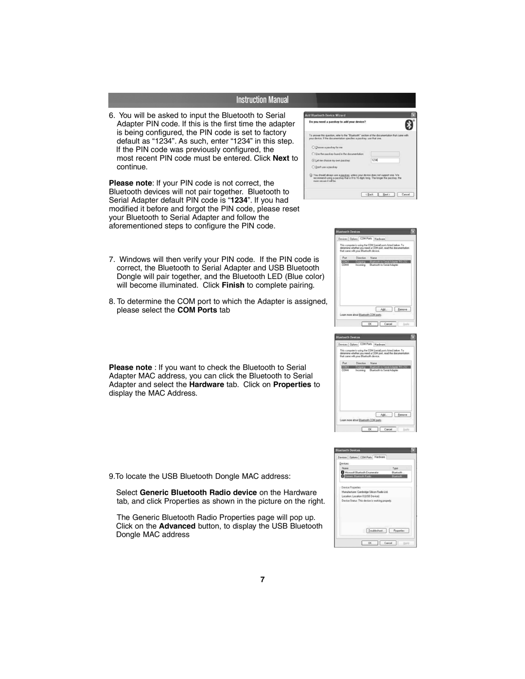 StarTech.com RS-232 instruction manual 