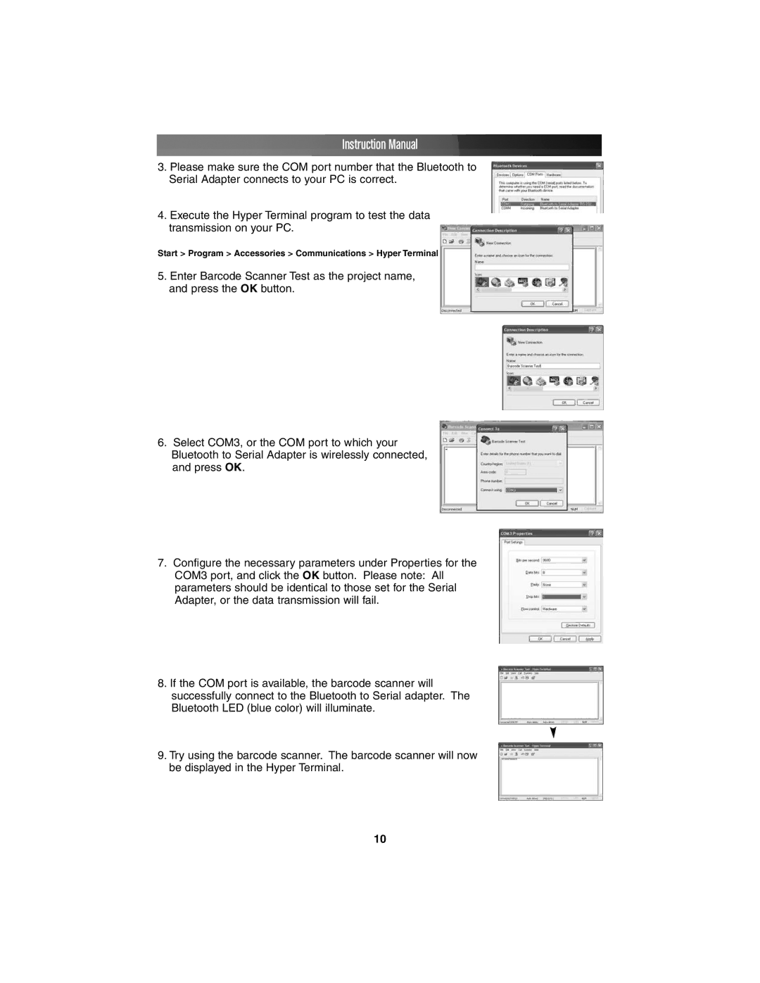 StarTech.com RS-232 instruction manual Start Program Accessories Communications Hyper Terminal 