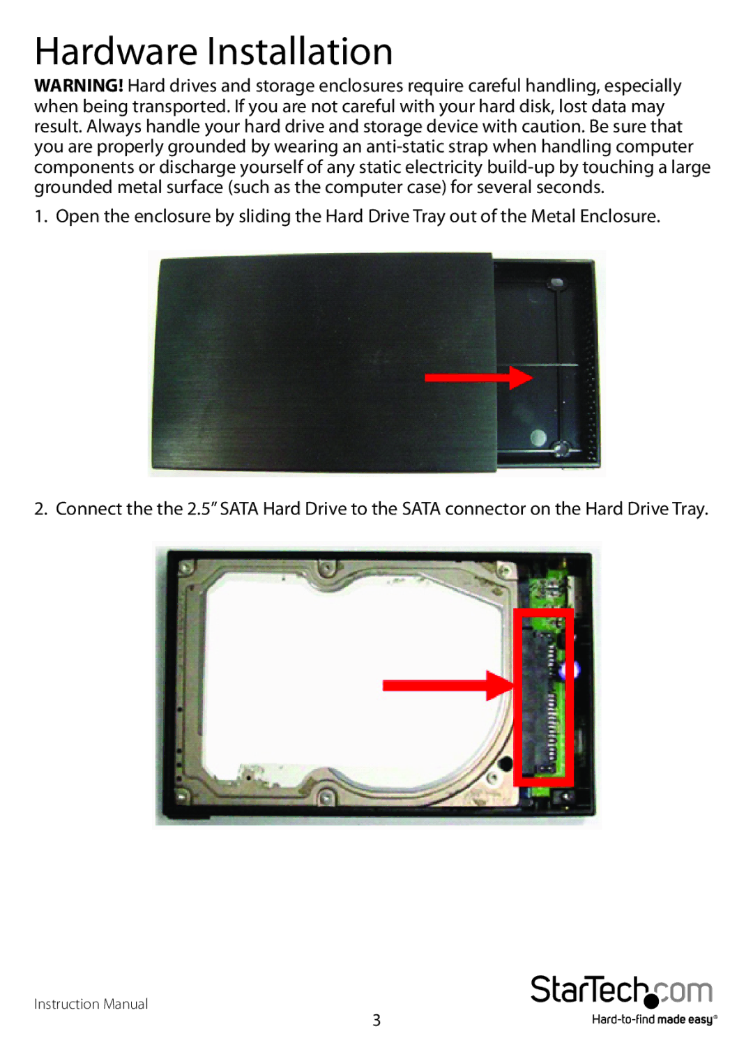 StarTech.com S2510BMU33 manual Hardware Installation 