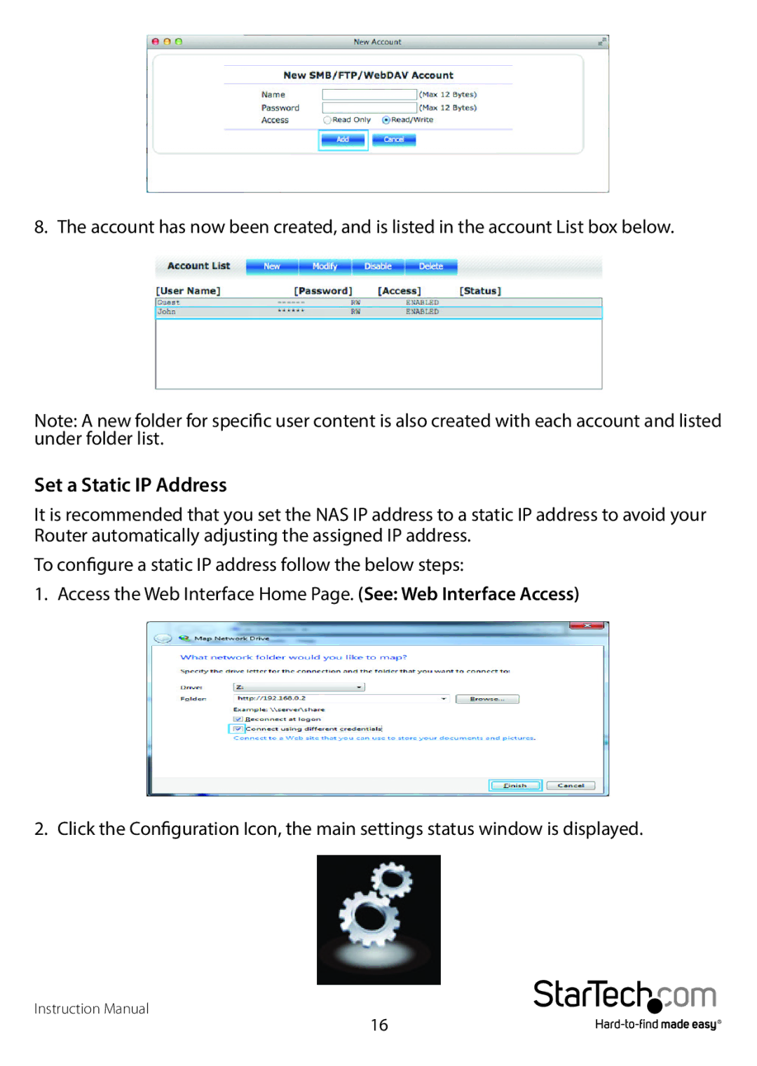 StarTech.com S352BMU3N manual Set a Static IP Address 