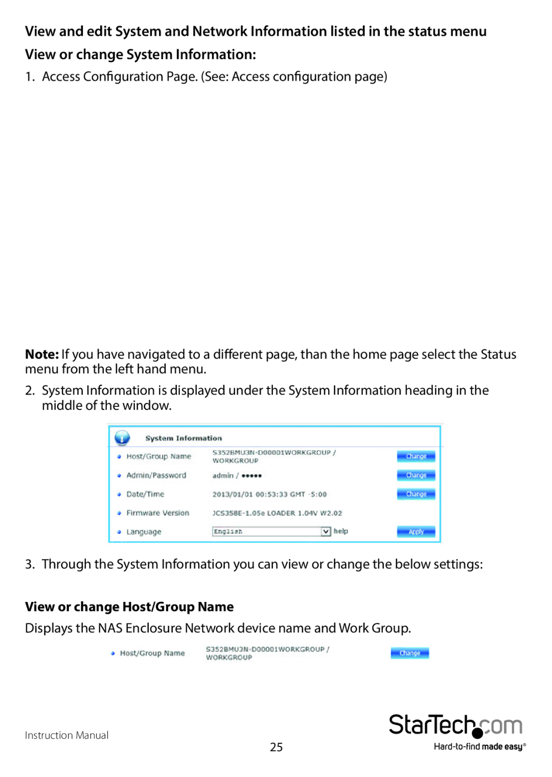 StarTech.com S352BMU3N manual View or change Host/Group Name 